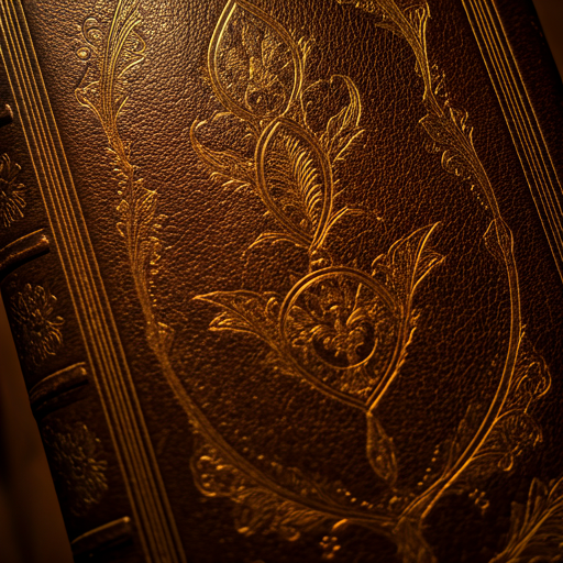 Old leather-bound book with intricate gold leaf patterns